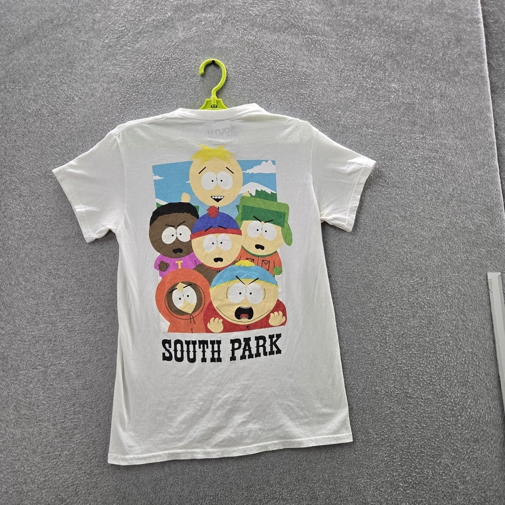 South Park Men Shirt S White Graphic Characters Print Short‎ Sleeve